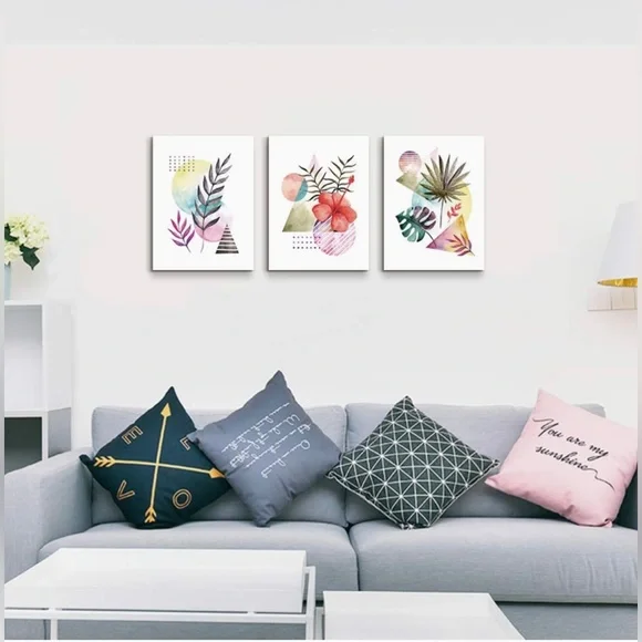 New Wall Decor Abstract Watercolor Canvas Art Flowers Pictures Artwork 3 Pieces